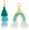 Abeillo 2 Stück/Set Schlüsselanhänger Regenbogen, Schlüsselanhänger Quaste, Anhänger Regenbogen Schlüsselhalter, Weben Regenbogen Schlüsselanhänger (Grün)