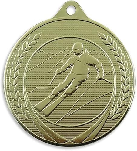 Trophy Monster Ski-Medaillen, goldfarben, geprägt, mit Bändern zum Anklippen, 50 mm, Eisen, Großpackung