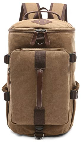 DORRISO Mode Herren Laptop Rucksack Groß Schulrucksack Teenager Daypacks Reise Laptop Rucksack für 15.0 Zoll Laptop Casual Business Herren Bergsteigen Leinwand Rucksack Braun