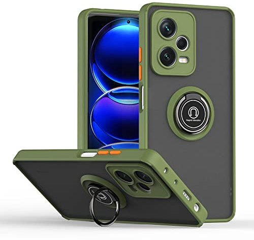 XINYEXIN Funda para Xiaomi Redmi Note 12 Pro Plus 5G (Note 12 Pro+ 5G), Funda con Soporte de Anillo, TPU + PC Translúcido Anti- Arañazos Carcasa Protectora Antigolpes Case Cover - Verde Ejercito