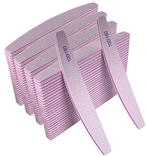 Limas para Unas Acrilicas Lot de limes à ongles (100 pièces) Grain 100/180 en émeri pour ongles en acrylique et ongles naturels, lot de limes professionnelles pour ongles en gel, double face, gris