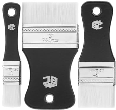 Bates- Flat Paddle Paint Brush Set, 3 Pack, Nylon Bristles Painting Brushes, Ergonomic Handle
