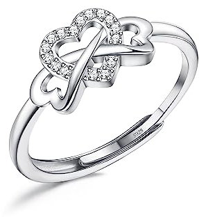 Milacolato 925 Silber Ringe für Damen Knoten Herz Unendlichkeit Zierliche Verlobung Versprechen Offene Ringe für Paare Hochzeit Cubic Zirkonia Liebe Herz Verstellbare Silber Ringe für Frauen Schmuck