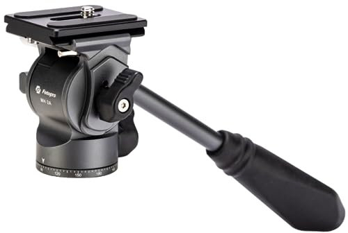 Fotopro Video Fluid Head Pan Tilt Head with Quick Release Plate and Adjustable Handle Max Load 6.61lbs 3kg for Compact Camcorders DSLR Camera Grey