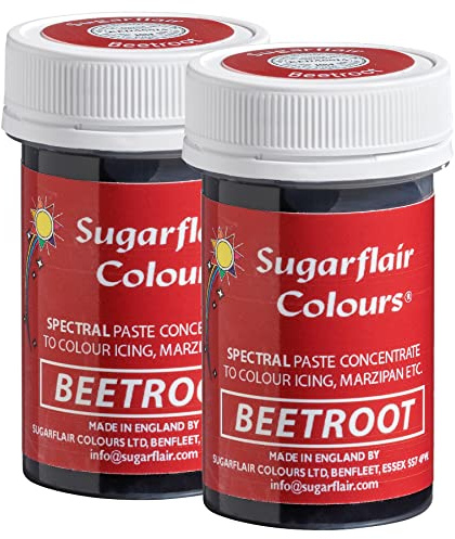 Sugarflair Spectral Beetroot Food Colouring Paste, Highly Concentrated for Use with Sugar Pastes, Buttercream, Royal Icing or Cake Mix, Vibrant Colour Dye - 25g (Pack of 2)