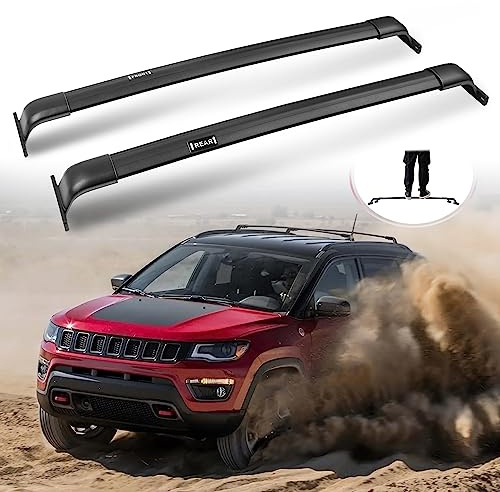 Strapazierfähige Querstangen für Jeep Compass 2017–2022 2023 – Dachgepäckträger, Dachreling Träger für Kajak, Snowboard, Surfboard, Fahrrad, Kanu, Ski, Fracht, Dachzubehör