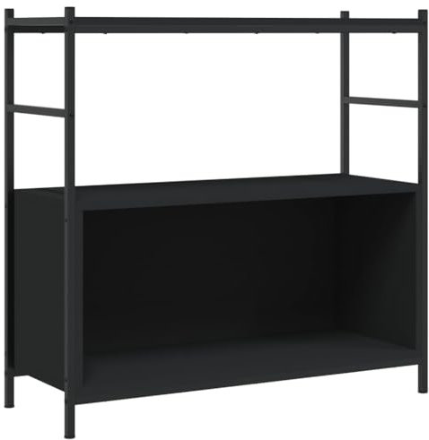VidaXL Libreria Nera 80x30x78,5 cm in Legno Multistrato e Ferro, Autoportante da Soggiorno, Mobile da Ufficio e Salotto