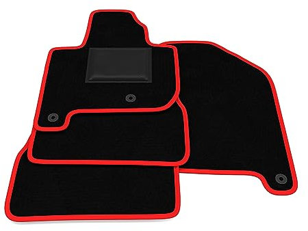Fußmatten kompatibel mit Kia Soul - EV 2015-2019, roter Rand, maßgeschneiderte Automatten Set, Velours Teppich