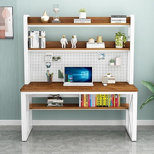 KAZUP Computertisch mit Ablageflächen und Stecktafel, moderner Studentenschreibtisch, großer Arbeitstisch für Arbeitszimmer, Schreibtisch für das Heimbüro (99 cm, Eiche + Weiß)