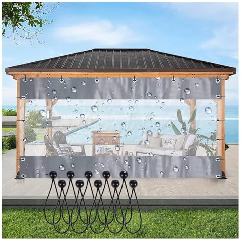AFGZQ Terrassenvorhang Durchsichtige Pergola-Seitenteile - Winddichte Terrassenüberdachung - for Pergola, Veranda, Gazebos - mit Ösen und Elastischer Schnur Color : Gray, Size : 1.7x2.5m/5.58x8.2ft