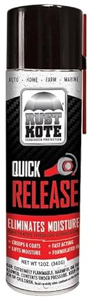 RustKote Quick Release Aerosol 12oz, Penetrating Oil. Corrosion Inhibitor. Loosens Rusted and Stuck mechanisms, loosens Rust/Metal Corrosion and Helps Release Stuck, Frozen, Rusted Metal Parts.