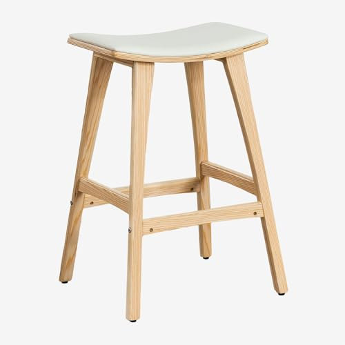 SKLUM Hoher Hocker 65cm aus Holz und Lorete-Kunstleder -