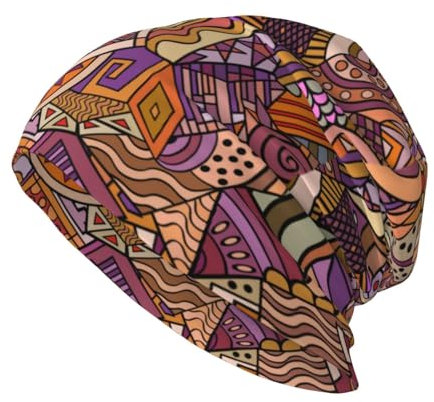KWQDOZF Beanie-Mütze im afrikanischen Ethno-Stil, Chemo-Mütze, Krebs-Kopfbedeckung, Totenkopf-Mütze, Slouchy-Beanie, gestrickte Totenkopf-Mütze für Damen und Herren