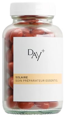 DAY+ | Soin Préparateur Essentiel | Complément alimentaire Solaire | Booste la Mélanine, Prépare au bronzage & Procure un effet bonne mine | Béta-carotène, Cuivre, Sélénium | 90 capsules - Cure 3 mois
