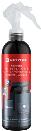 Metzler Edelstahlreiniger für Türen, Klingeln, Briefkästen, Sprechanlagen, Paket- & Mülltonnenboxen, Hausnummern, Fensterrahmen - Edelstahl Reiniger Spray 250ml für Küche, Grill, Töpfe