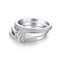 Jiamiaoi Damen Ring Set Silber 925 Größe 49 - Weißgold Diamant Hochzeit Verlobungsring Eheringe - Breiter Zirkonia Ring