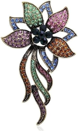 Strass Blume Brosche Pin Retro Strass Anstecknadel Kleidung Hut Dekoration Pin Bunte Kristall Blume Brosche Schal Pin Schmuck Zubehör Geschenk