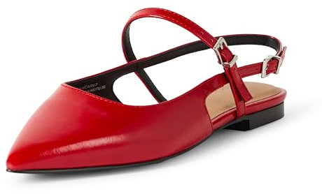 The Drop Tammie Pointed Toe Flat Bikerstiefel, Rot, 38.5 EU