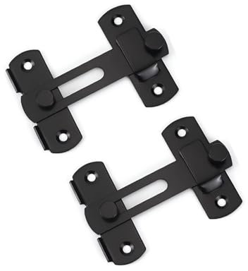 2PCS Sliding Barn Door Lock, Black Stainless Steel Gate Latches Flip Latch Safety Door Bolt Latch Lock, Gate Drop Bolts for Wooden Gates Window Cabinet Furniture Pet Gate