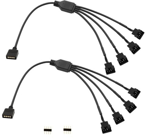 LANMINGLEL Cable divisor RGB de 4 pines 12V 4Pin hembra a SM 4Pin macho Cable de alimentación de extensión RGB PC Cables RGB para ventilador de computadora Placa base Tira LED (M 1 a 4, 2)