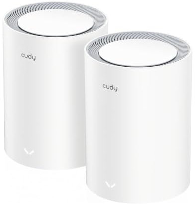Cudy M3000 2-Paquete Sistema de Malla Wi-Fi 6 para Toda la Casa, 2.5G WAN, Red Troncal Ethernet, Ideal para 1Gig+ Internet, Wireguard, OpenVPN (M3000 2-Pack V2.0)