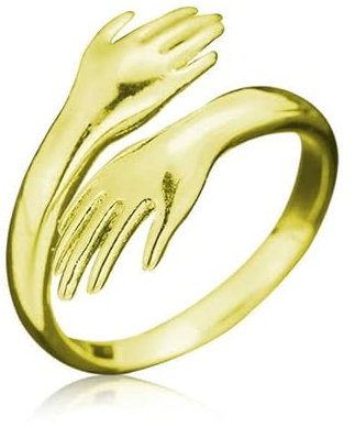 Generisch 925 ECHT Silber Umarmende Hände Offen Verstellbar Ring Umarmungsring Vergoldet, Silber Rosé, Damen, Freunde, Valentinstagsgeschenk Geburtstagsgeschenk Geschenkidee NEU (Gold)