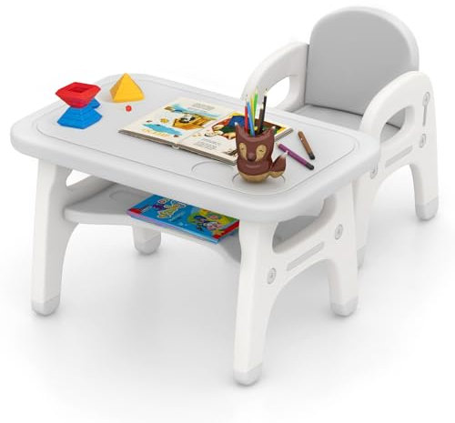 LIFEZEAL Kindertisch mit Stuhl, Tisch und Stuhl Set für Kinder, Kinder Sitzgruppe zum Lesen, Essen, Spielen, Kindermöbel für Babys ab 1 Jahr