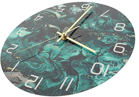 GREENADSCAPE Kreative Wanduhr Im Marmor Design Runde Wanddekoration Für Wohnzimmer Schlafzimmer Und Büro Elegante Uhr Für Stilvolle Home Dekoration Batterie Nicht Enthalten