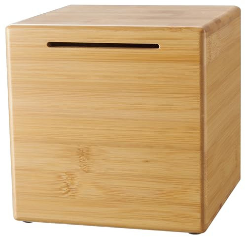 Wuhonghao Spardose aus Holz Personalisiert Erwachsene,Sparbox Groß XXL,Fortune Box Bambus Nicht zum öffnen,Sparen Sparbüchse ohne öffner,Geldsparbox für Scheine Robust,Holzspardose ungeöffnet,Geldbox