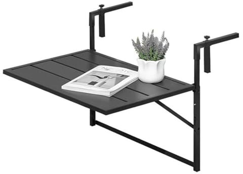 Balkongeländer Tisch Im Freien Hängetisch Balkon Bar Tisch Für Geländer Terrasse Hängetisch Auf Geländer Metall Beistelltisch Wand Multifunktionsregale Klappbar Einstellbar 23,6''(L) X 15,7''(W)