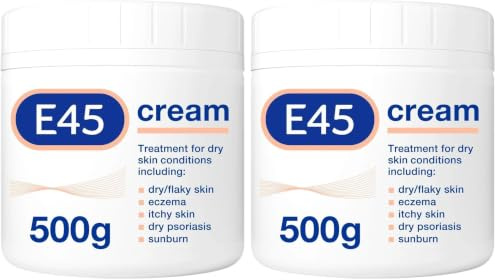E45 Cream 500 g Tub – Moisturiser for Dry Skin and Sensitive Skin - Emollient Body Cream to Soothe Dry and Irritated Skin - Itchy Skin, Eczema Cream - Perfume-Free Face Cream and Non-Greasy Hand Cream