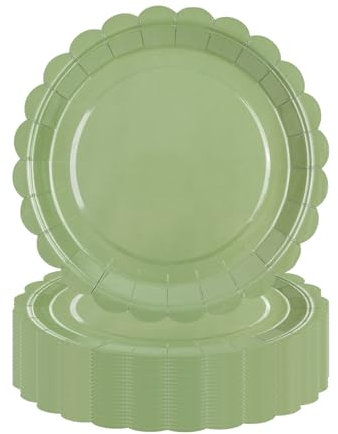 LDFDRT 50 piatti di carta per feste di compleanno, 18 cm, piatti di carta, decorazione per matrimoni, giardini, feste (verde salvia)