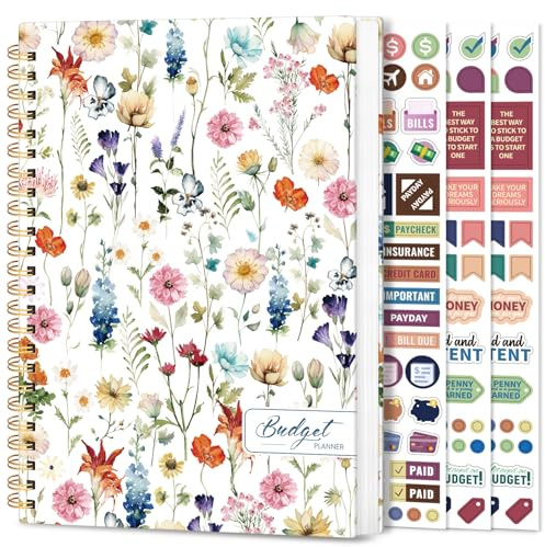 Aesthetic Budget Planner - Monthly Finance Planner with Expense Tracker, Undated Bill Organizer, Budget Notebook to Manage Your Finances, Account Budget Book - Wildflowers