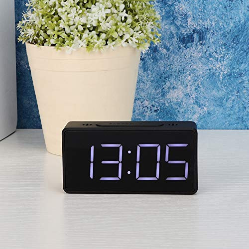 SEAFRONT Große LED -Nummer Wecker mit Neither Leichter Snooze -Funktion, 2 Stromversorgungsmethoden Ideal für USB Ladegerät Studenten Verwenden Desktop und Bett (BLACK)