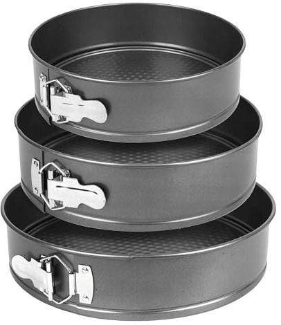 Set di 3 stampi per dolci rotondi da 24/26/28 cm con rivestimento antiaderente – teglia in acciaio per torte a più piani
