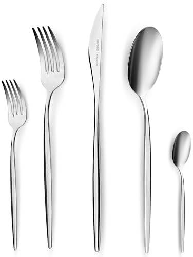 Karaca Lizbon - 18/10 Edelstahl Besteck Set für 6 Personen Spülmaschinenfest Rostfrei, Besteckset 30 teilig, Messer Gabel Löffel Cutlery Set - Silber