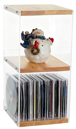 DICOSMETIC 1Pc CD Holder Desk Rack Organizer 2-Tier CD Storage Holder CDs Rack Shelf DVD Display Case Clear DVD Storage Box for for Movie Cases Music Cassette Tapes Record Crates