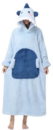 chuangminghangqi Kuscheldecke zum Anziehen mit Ärmeln und Kapuze Unisex Übergroßes Hai Decken Pulli Damen Lustige Riese lang Hoodie Decke Winter flauschiger Comfy und Warm Sofadecke