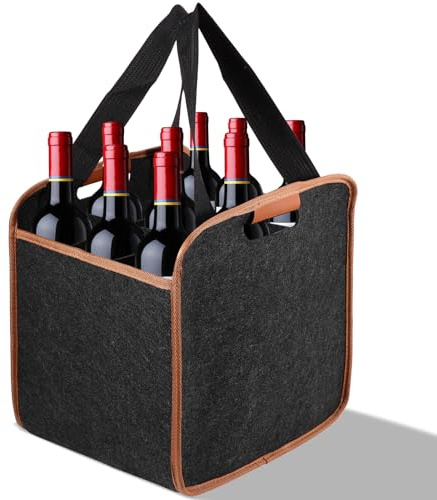 Flaschenträger 9 Flaschen, Weintasche Je 1,5 Liter Flaschenkorb 9 Flaschen Reißfester Männerhandtasche Bier mit Griff flaschentasche aus filz - Flaschenaufbewahrung für Wasserflaschen, Wein Und Bier