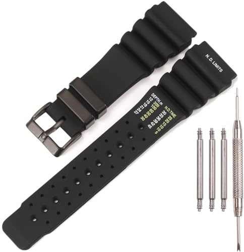 XBHSW Bracelet de montre de rechange en silicone de 24 mm compatible avec Citizen Promaster Aqualand Duplex | Bracelet étanche de qualité plongée pour modèles JP2008-06E, JP1080-55L et 24 mm de