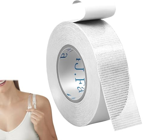 Menibeuty 10m Stoffklebeband Doppelseitig Extra Stark, Saumband ohne Nähen für Kleidung, Vorhänge & Teppiche, 25mm Breites Textilklebeband Selbstklebend, Waschbar & Hautfreundlich (Transparent)