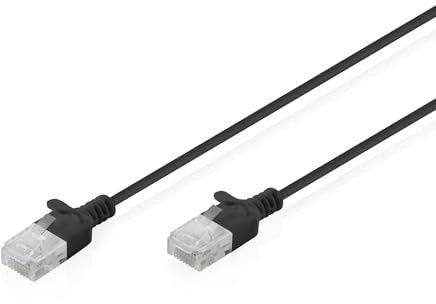 DIGITUS LAN Kabel Cat 6 – 0.3m – 1 Gbit/s – 1 Stück – ungeschirmt U-UTP – Slim AWG 32/7 – PoE+ – LSZH – 250 MHz – RJ45 Netzwerkkabel Patchkabel Ethernetkabel – Schwarz