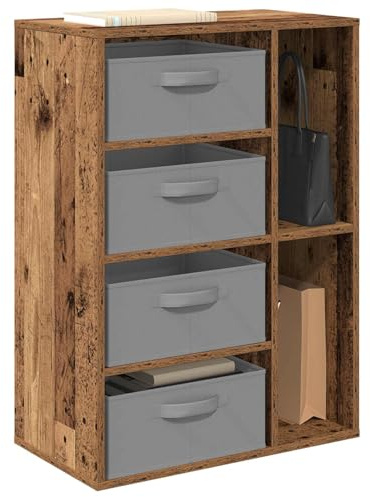 vidaXL Sideboard mit Schubladen Altholz 60 x 33,5 x 84 cm, Moderner Wohnzimmerschrank, freistehende Bücherregale, vielseitige Sideboard-Möbel, Holz-Organizer