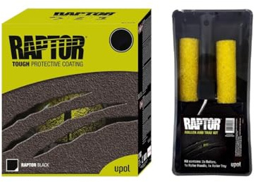 Charging Racer U-POL RAPTOR Liner Kit, Nero, 4 Litri, Rivestimento Poliuretano Bicomponente, incluso Set di Scooter e Vassoi