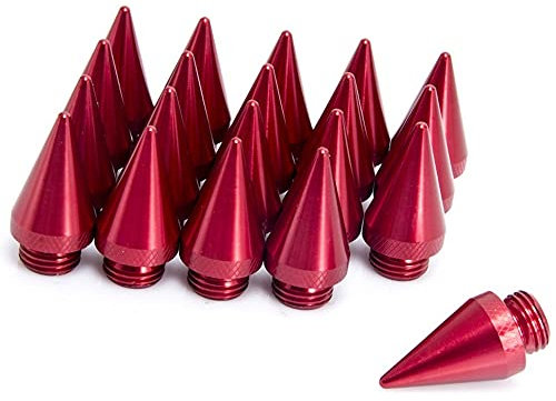 EPMAN 20 Stück Universal Aluminium verlängerte Tuner Spikes Speerspitze für Felgen Radmuttern JDM Racing (rot)