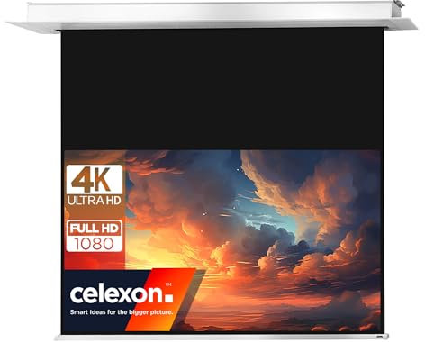 celexon écran de Projection motorisé encastrable au Plafond pour Home cinéma et présentations Professionnelles - Ecran motorisé encastrable Pro Plus jusqu'à 4K - 160x90cm - 16:9-70 Pouces