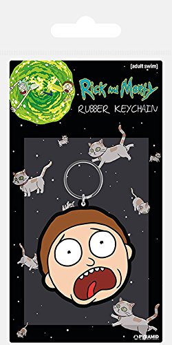 empireposter Rick and Morty - Morty Terrified Face - Gummi Schlüsselanhänger Keyring - 4,5x6 cm