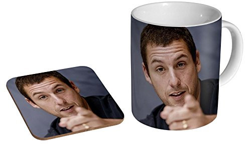Adam Sandler Keramik-Kaffeetasse + Untersetzer, Geschenk-Set