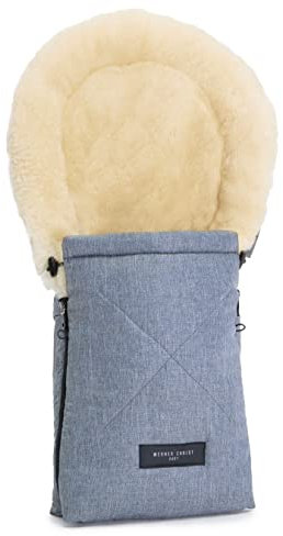 WERNER CHRIST BABY, Lammfell-Fußsack OSLO für Babywanne – Winterfußsack aus medizinischem Fell (ab 0 bis 6 Monate) für Tragetasche, Babyschale, Kinderwagen, in Blue (blau-meliert)