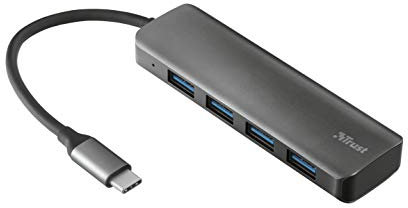 Trust Halyx Hub da USB-C a USB-A 3.2 Gen1, 4 Porte, Grigio